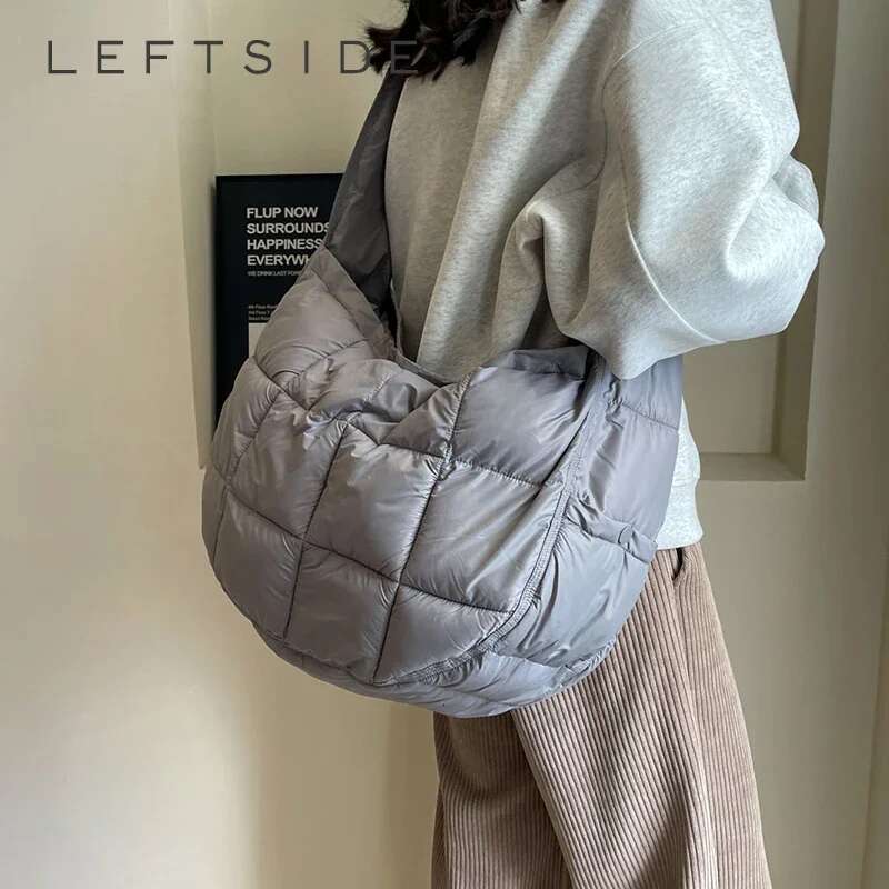Ddmymarket Soft Big Padded Shoulder for Women 2023 Korean Fashion Trends Tote Winter Simple Crossbody Bag Handbags