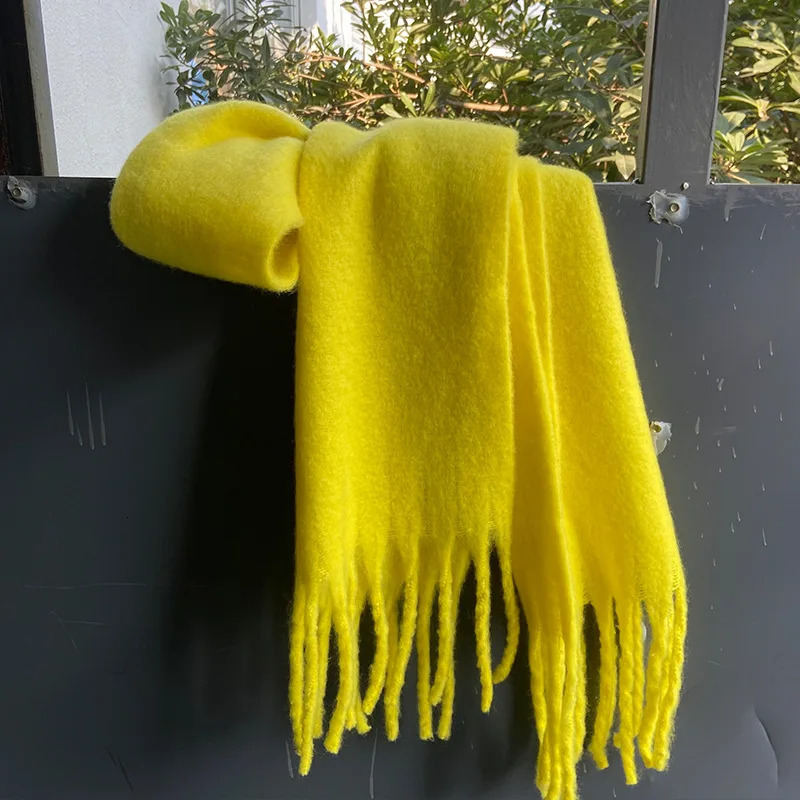 Womens Winter Scarf Ladies Soild Color Cashmere Warm Shawls and Wraps Long Tassels Pashmina Blanket Scarves 250106