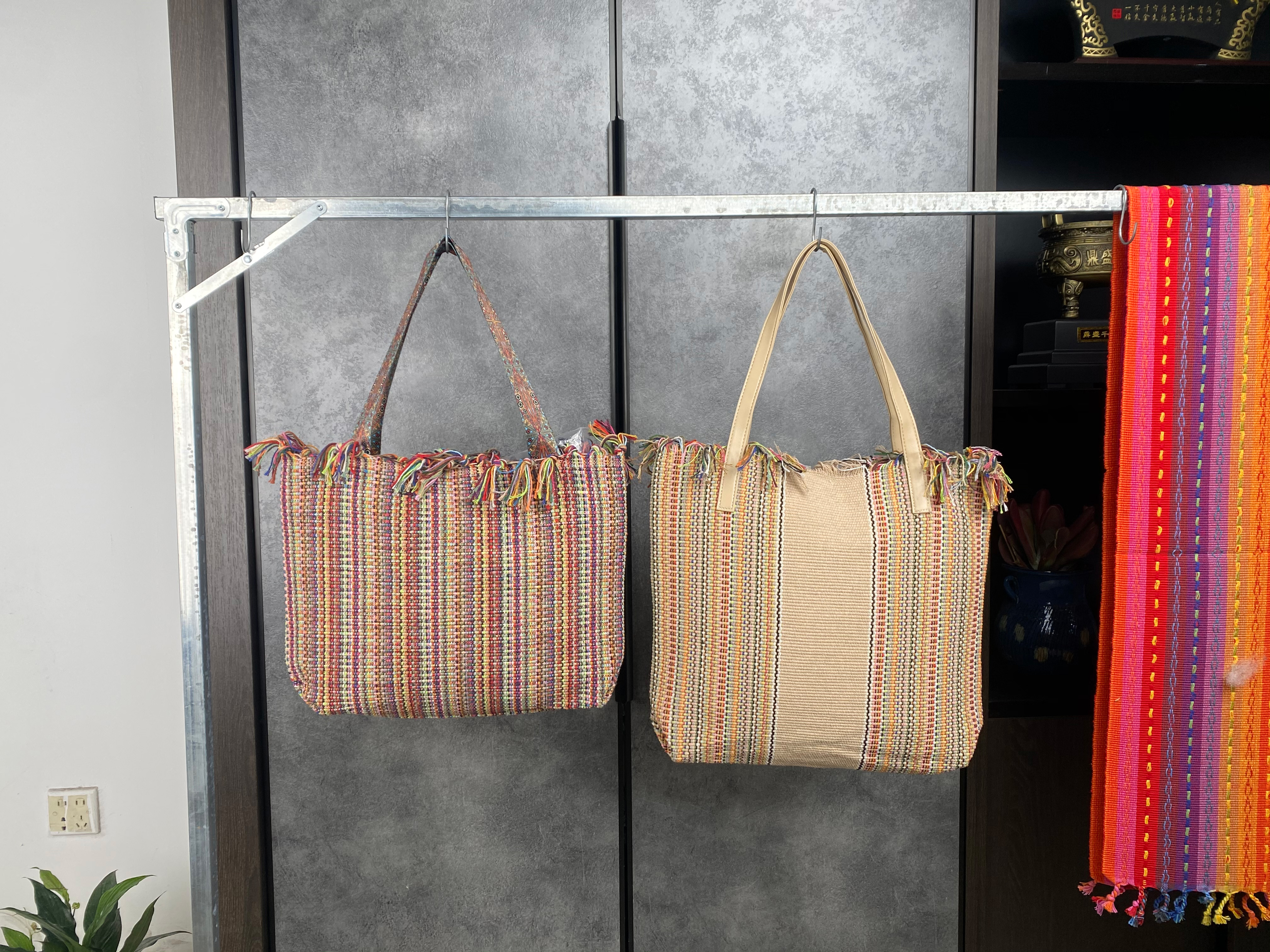 Handwoven Vintage Linen Crossbody Bag for Women - Simple & Artsy Handbag