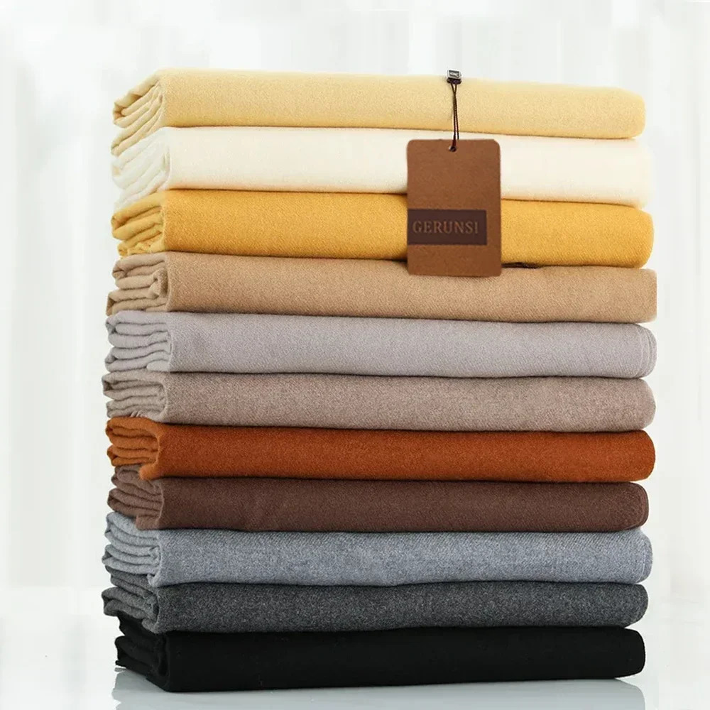 2024 Winter Cashmere Scarf Women Thick Warm Pashmina Shawls Wraps Solid Color Tassel Lady Blanket Echarpe Bufanda Hijab 250106