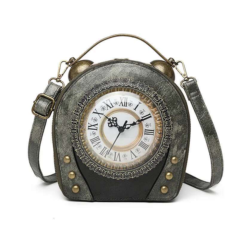 Alirattan New Trendy PU Leather Vintage Handbags For Women,2025 Fashion Ladies Casual Shoulder Crossbody Clock Bag A392