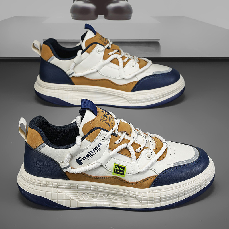 Men Sports Shoes Fashion Thick Sole Anti-Slip Lace-Up Versatile Trendy Korean Version Triple Black White Yellow fashion