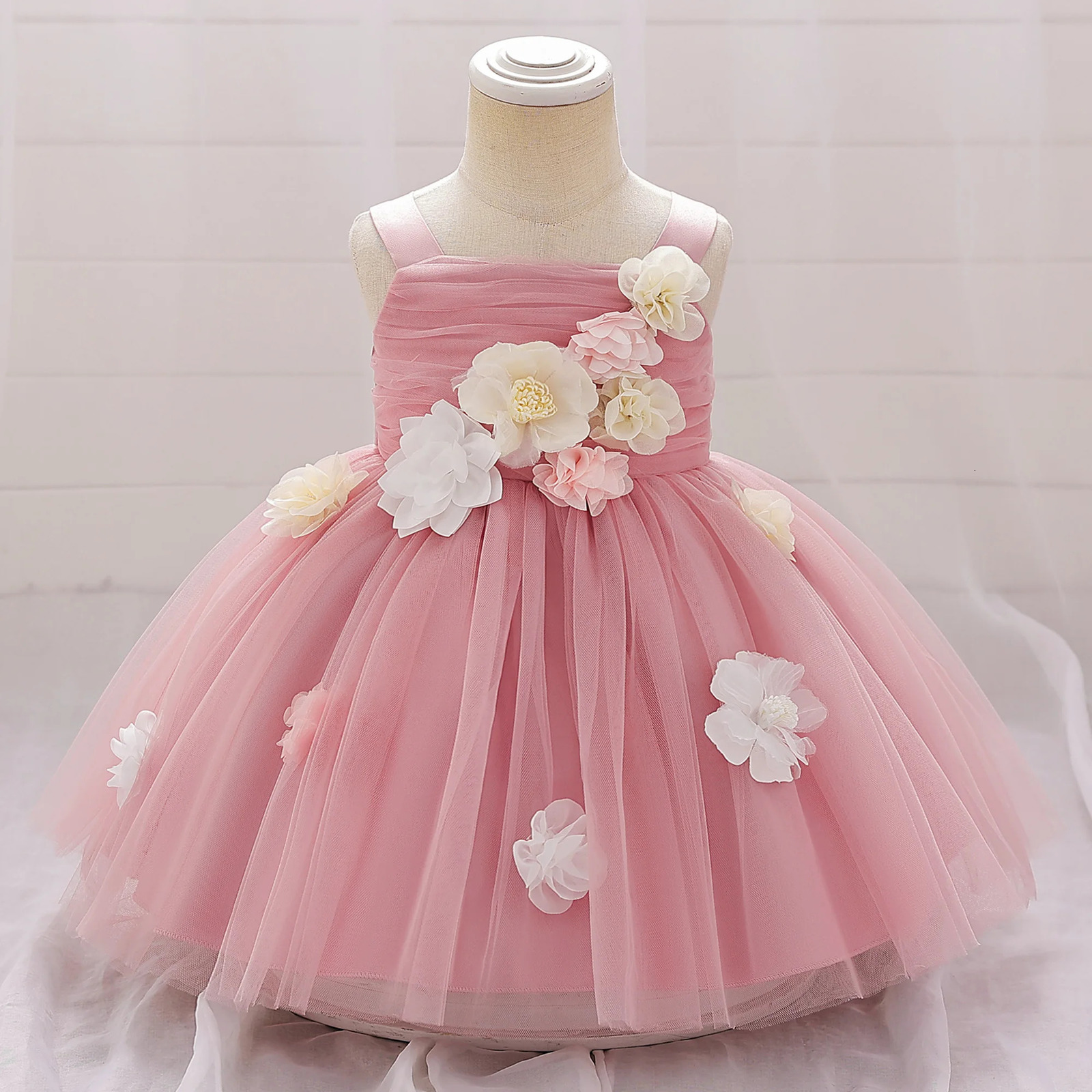 Summer Floral Green Wedding Party Dress For Flower Girls Baby Girl 1st Birthday Tutu Dresses Toddler Daily Holoday Clothes Wear 250107