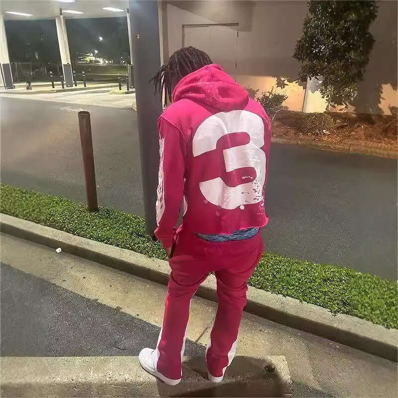 New Street Design Feel Alphabet Number Printed Loose Hoodie
