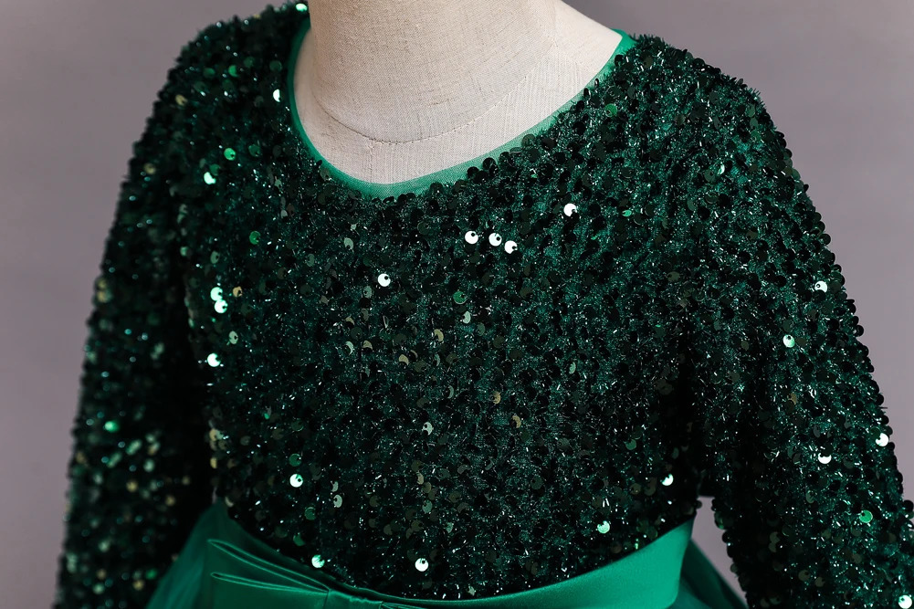 Childrens dress girl sequins birthday dress princess dress little girl presenter piano performance clothes in stock 250107