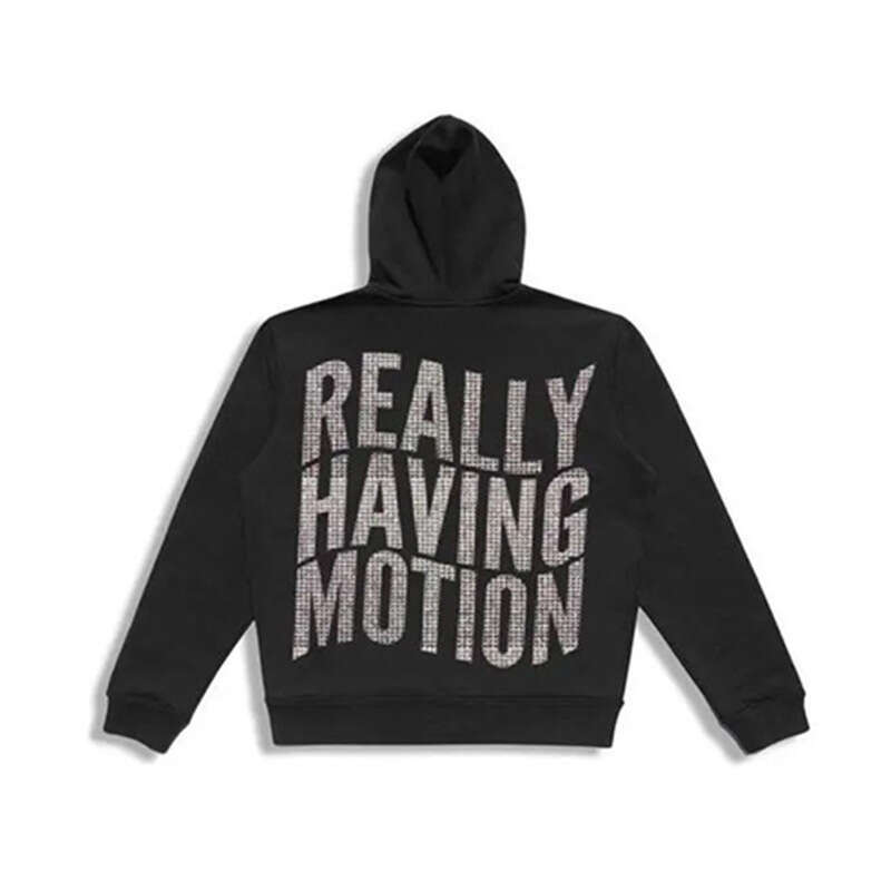 Fashion hoodie winter letter hot diamond loose cardigan zipper street trendsetter