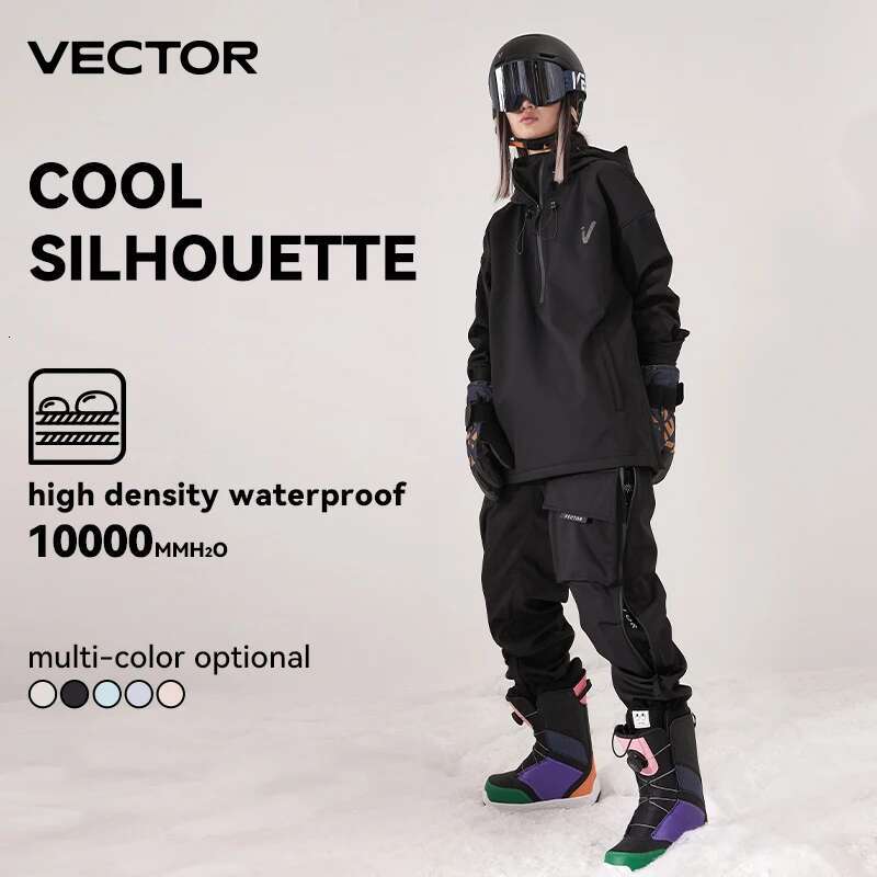 2025 Men Women Solid Color Jacket Ski Pants Warm Windproof Winter Overalls Hoodie Waterproof Outdoor Sports Clothing Snowboard