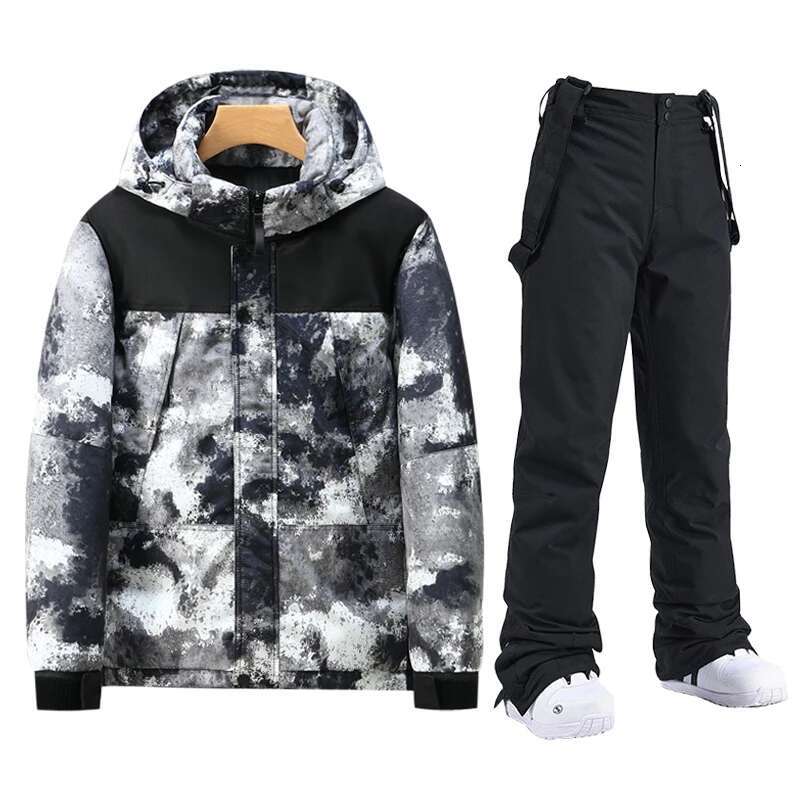 2025 Winter Ski Suit Men Snowboard Down Cotton Jacket And Baggy Pants Thermal Waterproof Windbreaker Outdoor Snowmobile Clothing