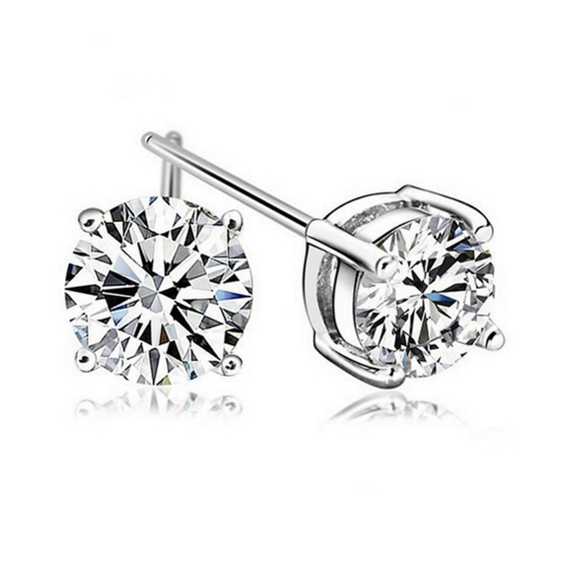 2025 Top Sell Classical 4 Claw Stud Earrings Simple Fine Jewelry Real 100% 925 Sterling Silver Round Cut White Moissanite Diamond Party Elegant Women 
