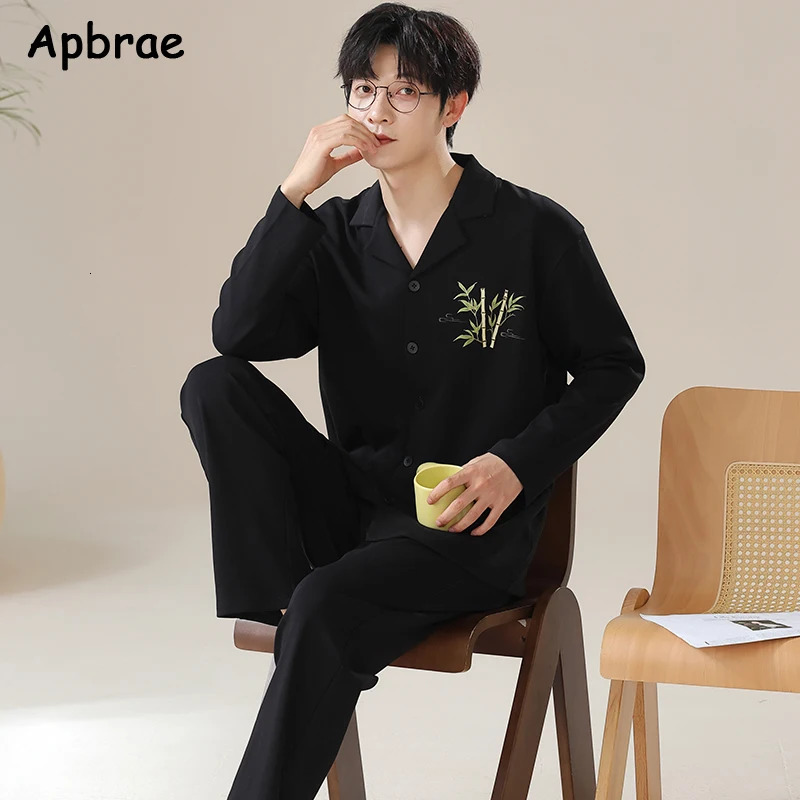 Autumn Winter Men Cotton Pajamas Long Sleeves Pants Pajama Plus Size L3XL Sleepwear Lapel Fashion Man Homewear 250103