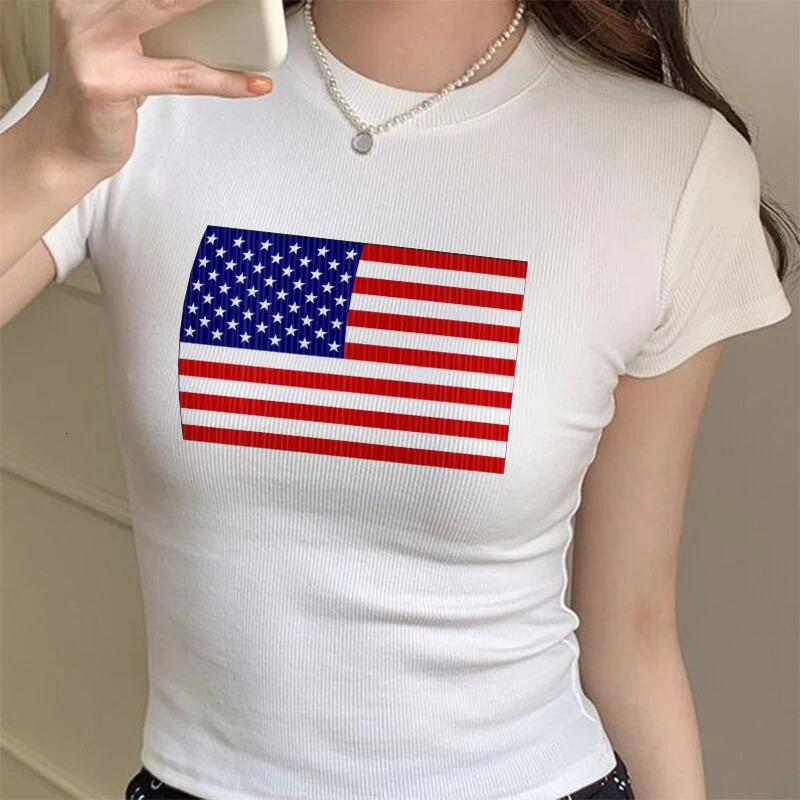 Hip-hop Harajuku Grunge Brazil USA National Flag Text Print T-shirt Streetwear Y2k Crop Tops Summer Cozy Sexy Women Camisole 250106