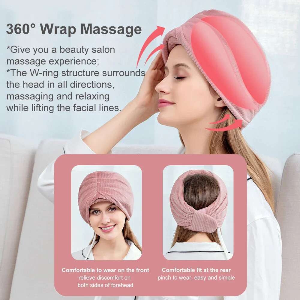 Electric Heated Vibration Head Air Compression Kneading Heads Massager SPA For Headache Stress Reliend Deep Sleeping