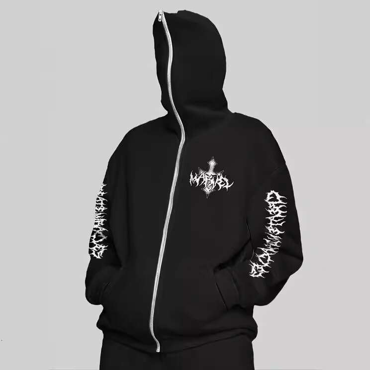 fashion new Y2K loose cardigan long sleeved trendy hoodie zipper