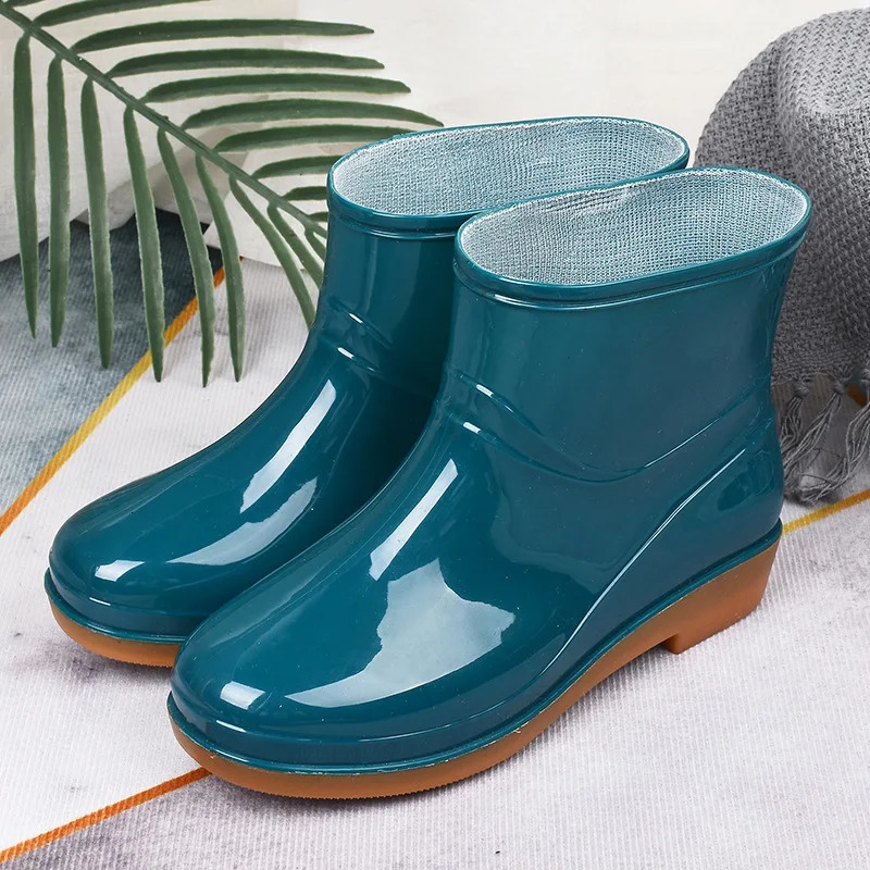 Short Tube Womens Rain Boots Waterproof Anti Slip Wear-resistant Kitchen Rain Boots During The Rainy Season 250106