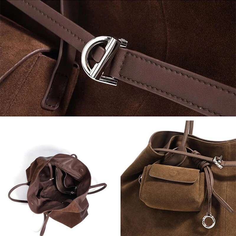 Suede Genuine Leather Underarm Bag With Mini Purse For Women Winter Elegant Matte Large Capacity Shopping Bag Shoulder Bags