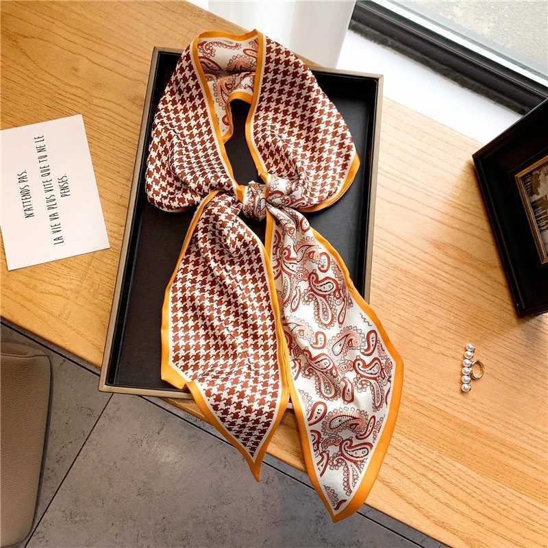 Luxury long filament scarf womens animal horse print thin narrow scarf bag headband scarf womens collar W250107