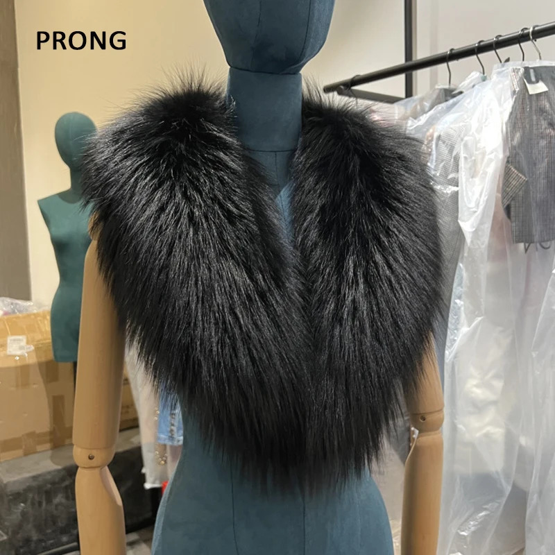 Natural Raccoon Fur Collar Real Fur Scarf Women Winter Neck Warmer Fur Shawl Wraps Scarves Men Coat Jacket Furry Collars 250106