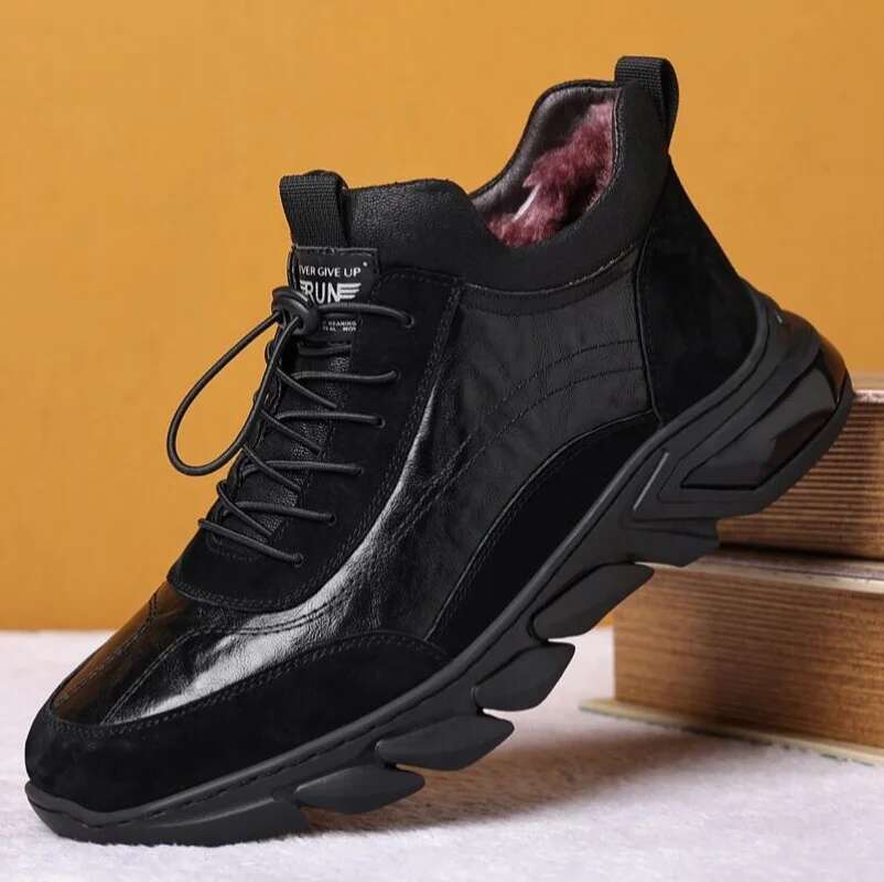 Ddmyoutdoor China Domestic Black Genuine Wool Men Shoes Cow Leather Super Warm Size Winter Non Slip Snow Boots