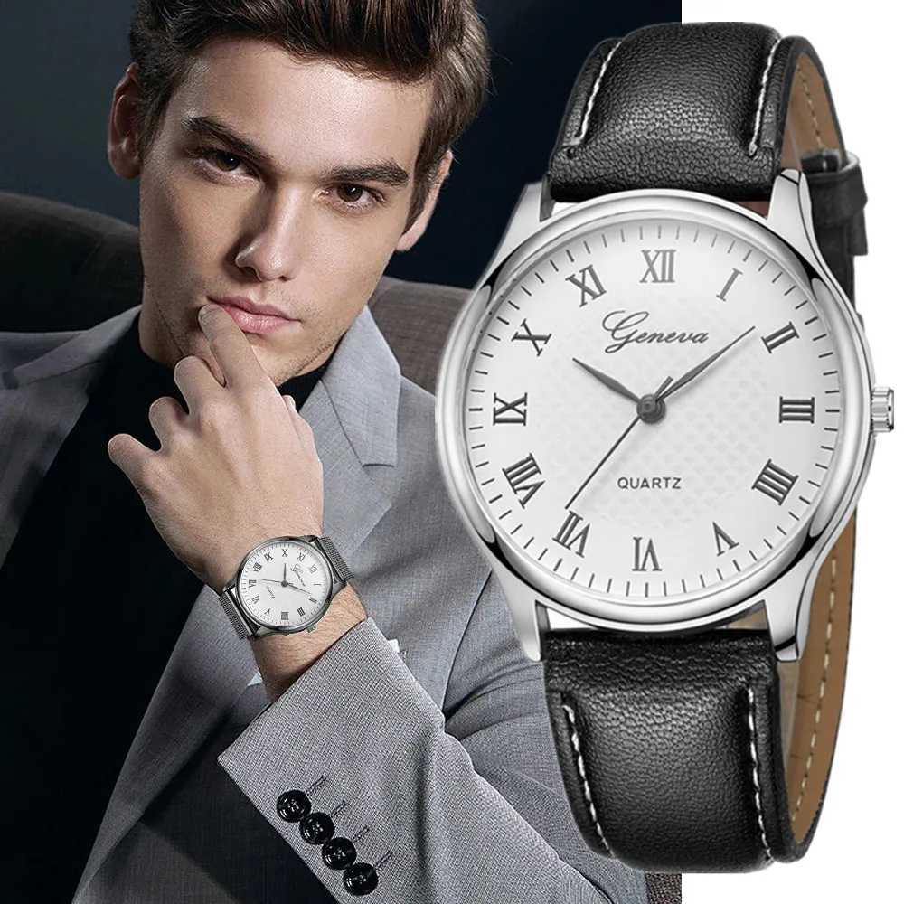Luxury Mens Watches Black Rose Gold Leather Quartz Watch Woman Business Sport Waterproof Bracelet Male Clock Watch Gift For MenX250107