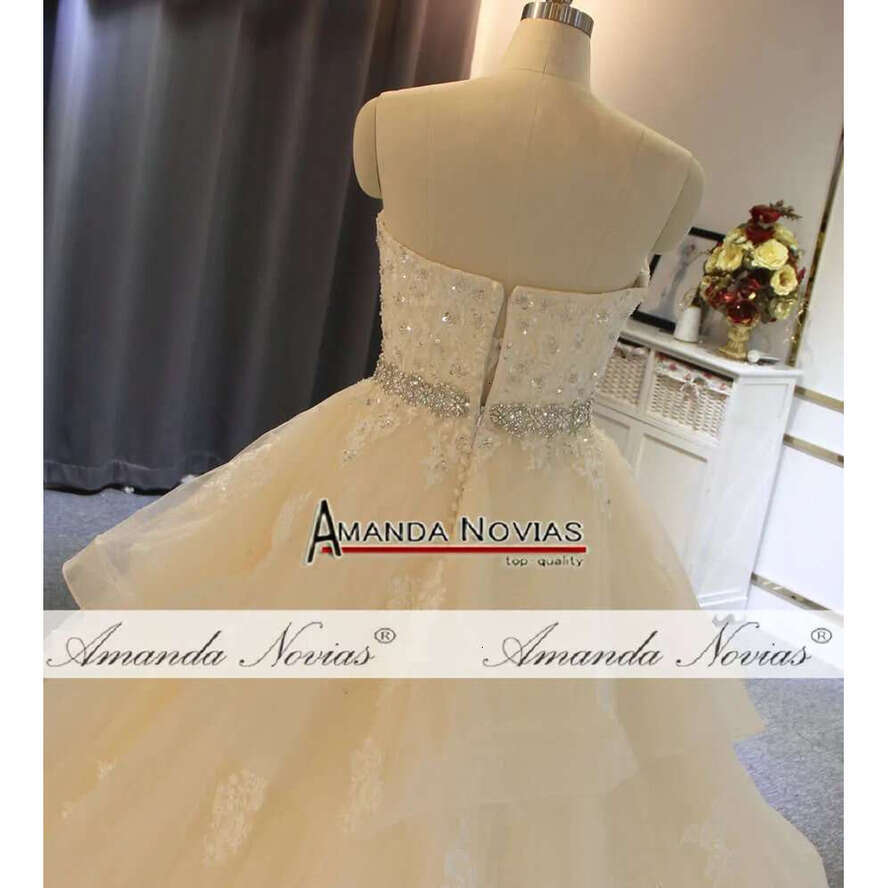 Simple Strapless Wedding Dress Champagne Plus Size
