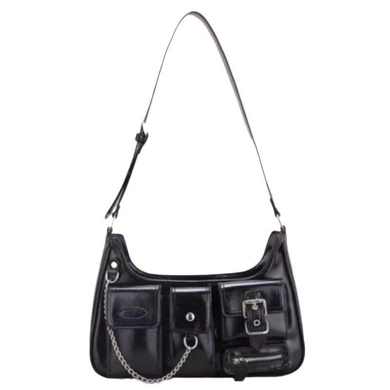 New fashion locomotive bag armpit bag shoulder portable bright leather women's bag