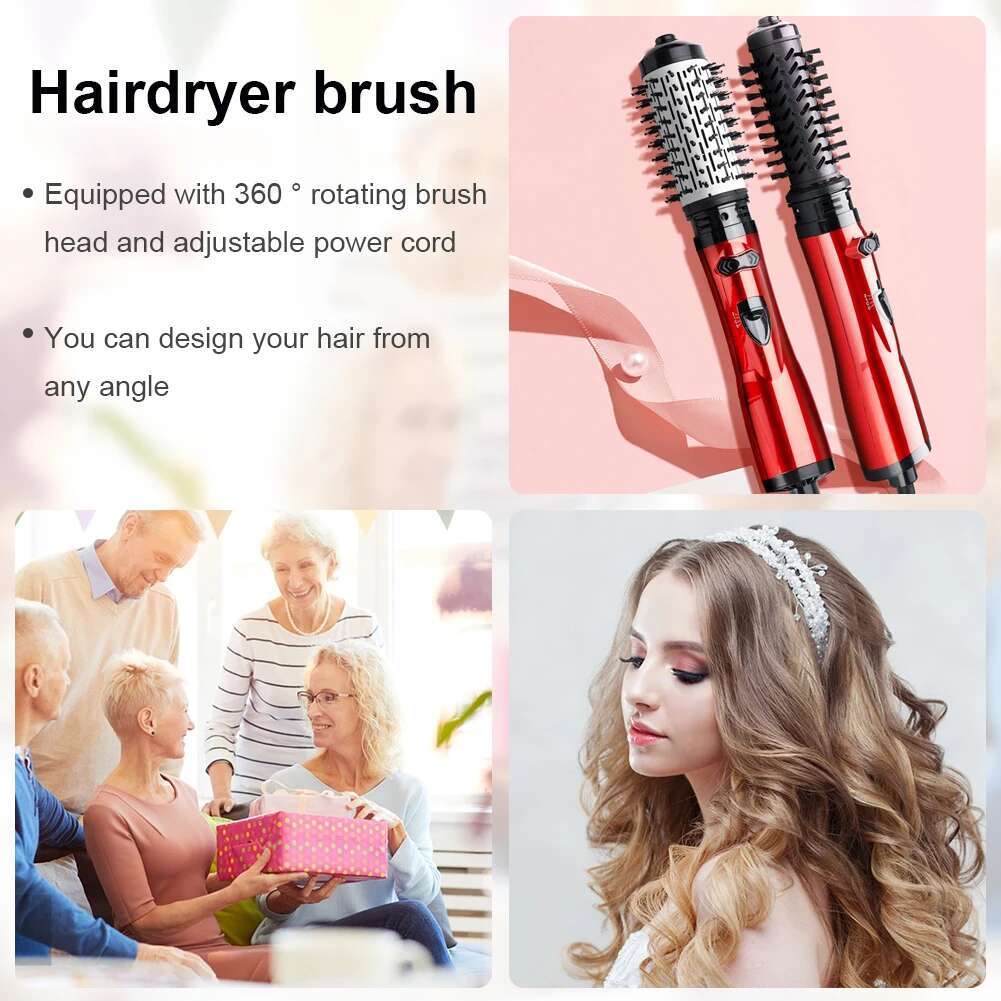 3 in 1 Negative Ion Straight Rotatable Curler Electric Blow Dryer Curg Brush Hair Styg Tool
