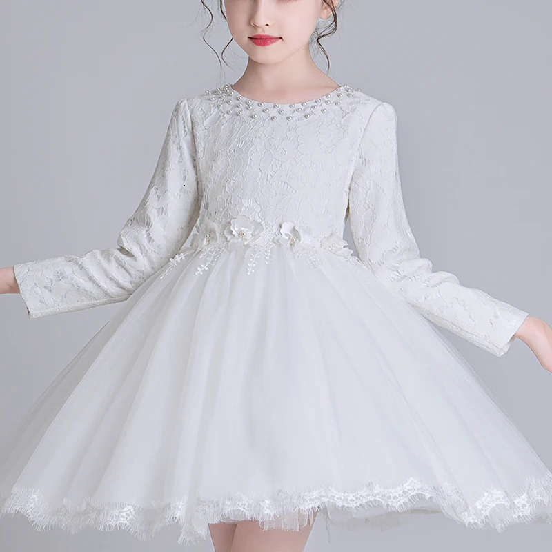 Kids Dresses For Girls 3-14 Wedding Party Frock Flower Beads Gown Princess Girls Dress Childrens Embroidery Tutu Dress cx2823 250107