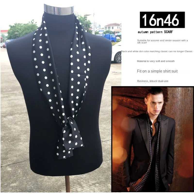 Mens silk scarf with British striped print narrow scarf Korean version womens retro suit decorative small scarf W250107