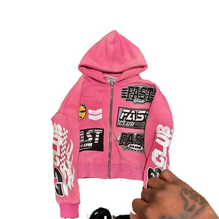 Fashion Top Printed Zipper Loose Hoodie Long Sleeve Unisex Digital Letter Print