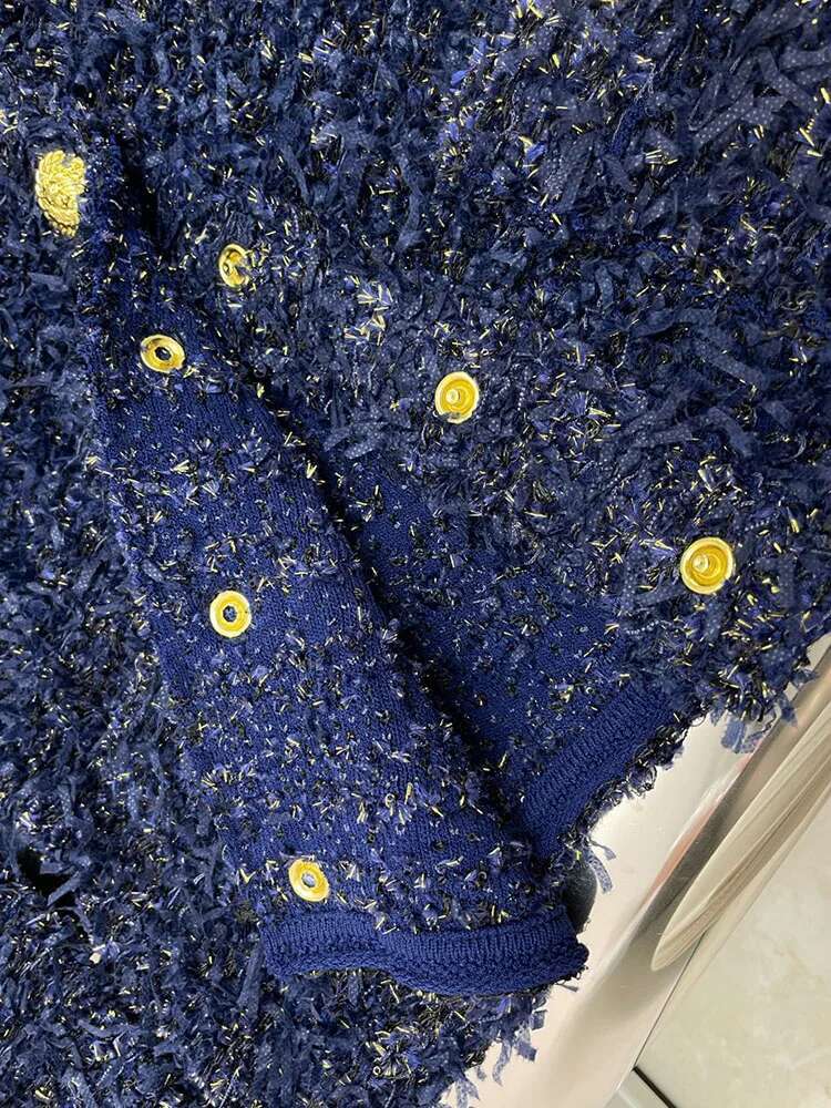 Light Temperament 24 Autumn Winter Lion Head Single Breasted Special Yarn Coarse Tweed Fashionable Slim Fit And Slimm