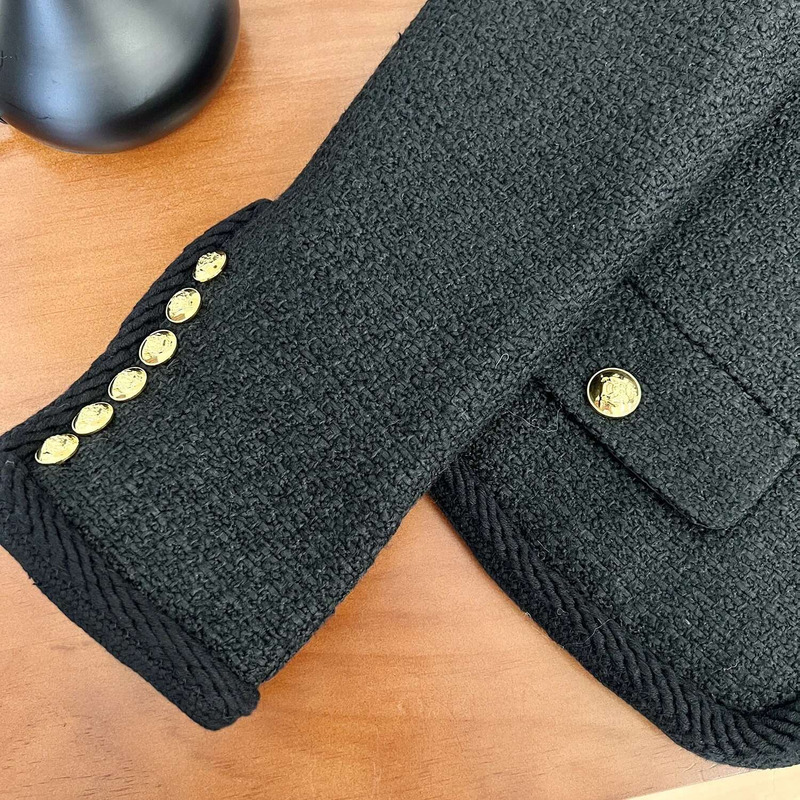 Small Fragrant Little Black Jacket For Women, Tweed Three-Dimensional, High Quality, Short Coat, Outwear