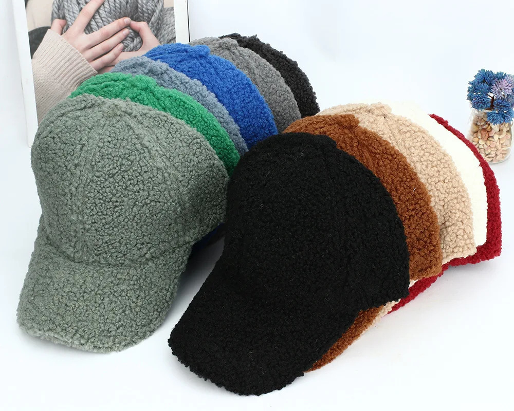 16 Colors Autumn Winter Baseball Cap Women Artificial Lamb Wool Hats Version Warm Plush Baseball Caps Baseball Cap 241218