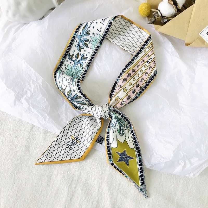 French Tarot Card Goddess Sun Lady% Twill Silk Scarf Decoration Long Tie Binding Bag Belt W250106