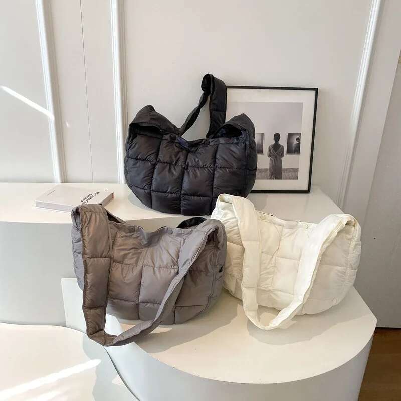 Ddmymarket Soft Big Padded Shoulder for Women 2023 Korean Fashion Trends Tote Winter Simple Crossbody Bag Handbags
