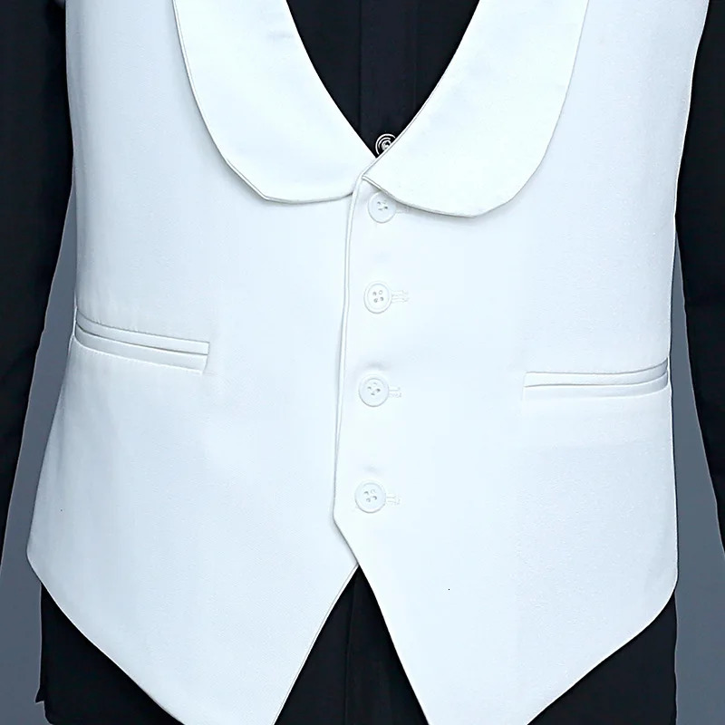 Fashion Shawl Lapel Vest for Wedding Tuxedo Suits Mens White Black One Piece Formal Waistcoat Party Stage Performance Suit 250107