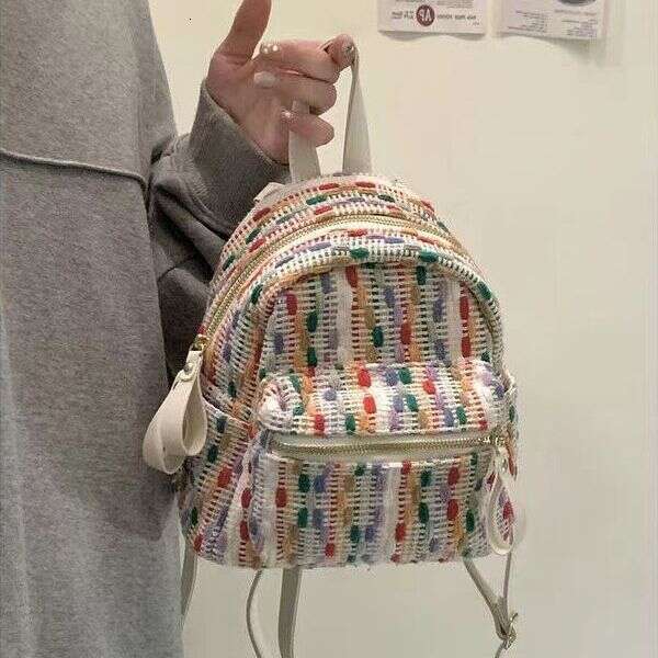2025S Designer S New Model Rainbow Knitted Internet Red Spring Summer New High End Sense Small Crowd Travel Backpack Fashion Mini Bag