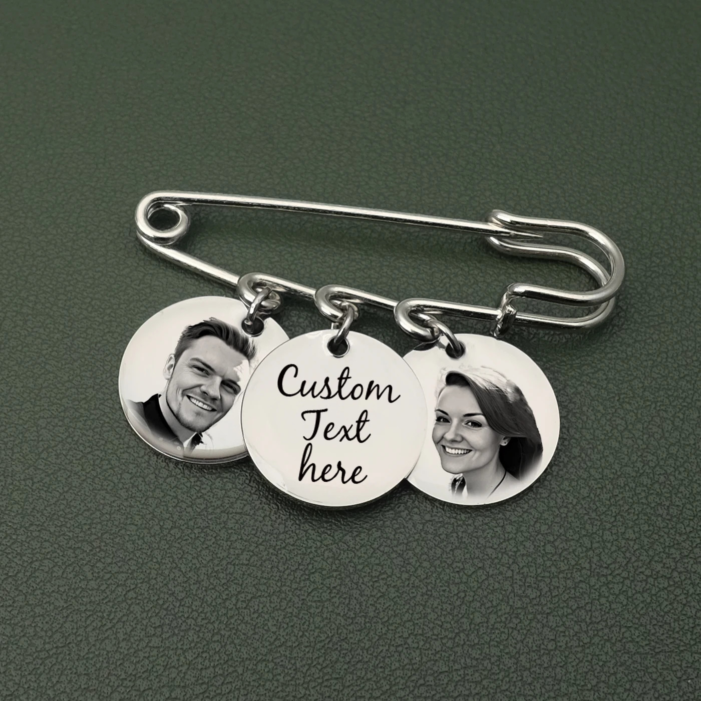 Custom Po Brooch Po Tie Tack Wedding Bouquet Pin Personalized Bridal Po Charm Wedding Memorial Gift for Bride Groom 241230