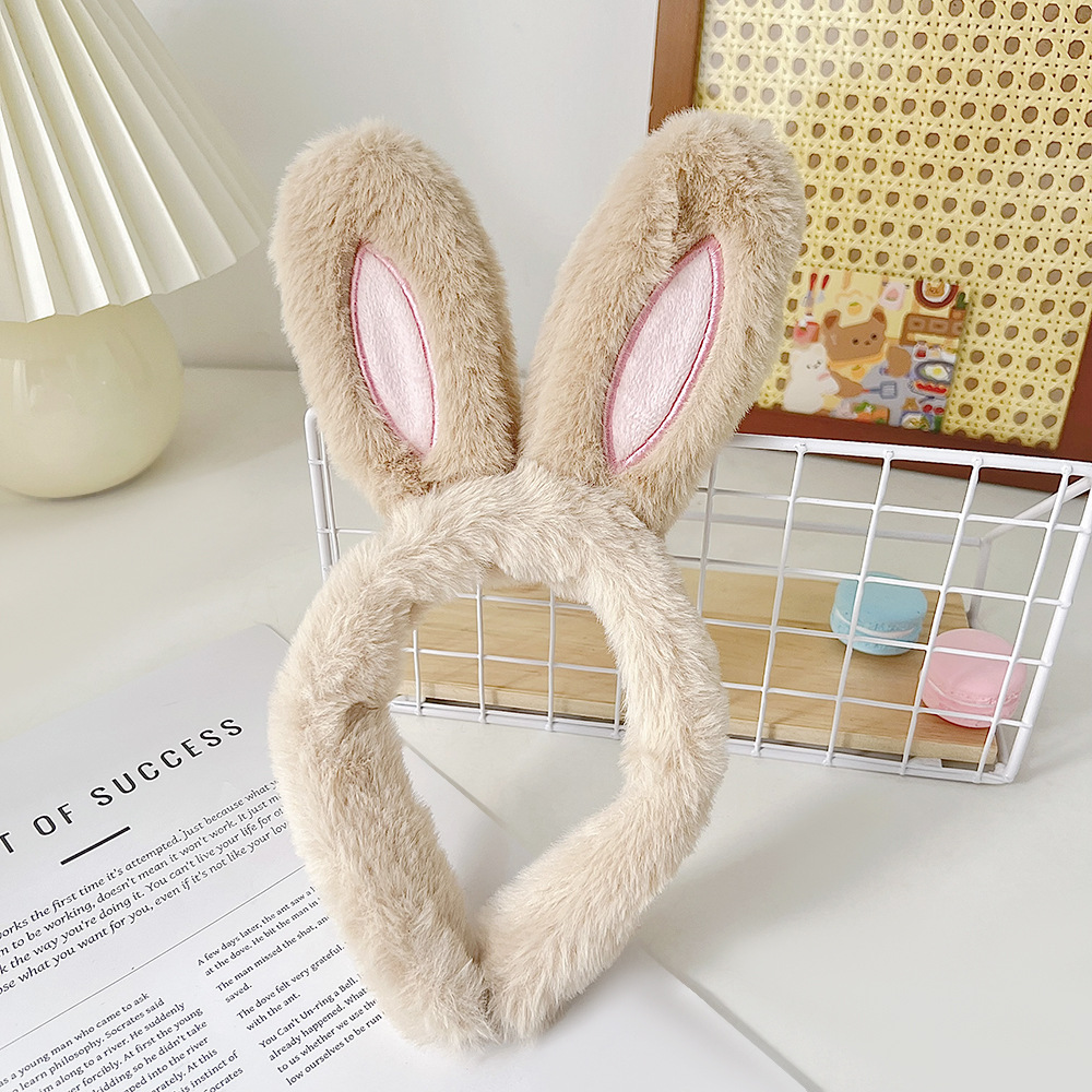 Wash face anti slip headband cute couple style compression headband cartoon teddy bear bunny plush headband hair tie hair clip