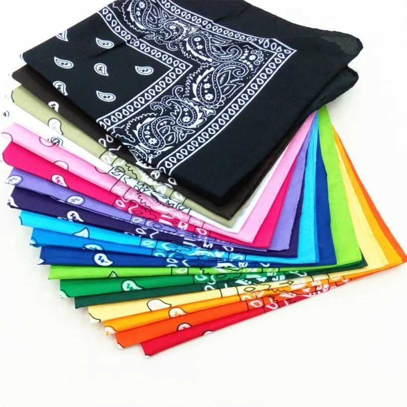 Unisex mens cotton bandana hair denim mens cycling sports headband wrist hair clip single-sided headband scarf paisley W250107