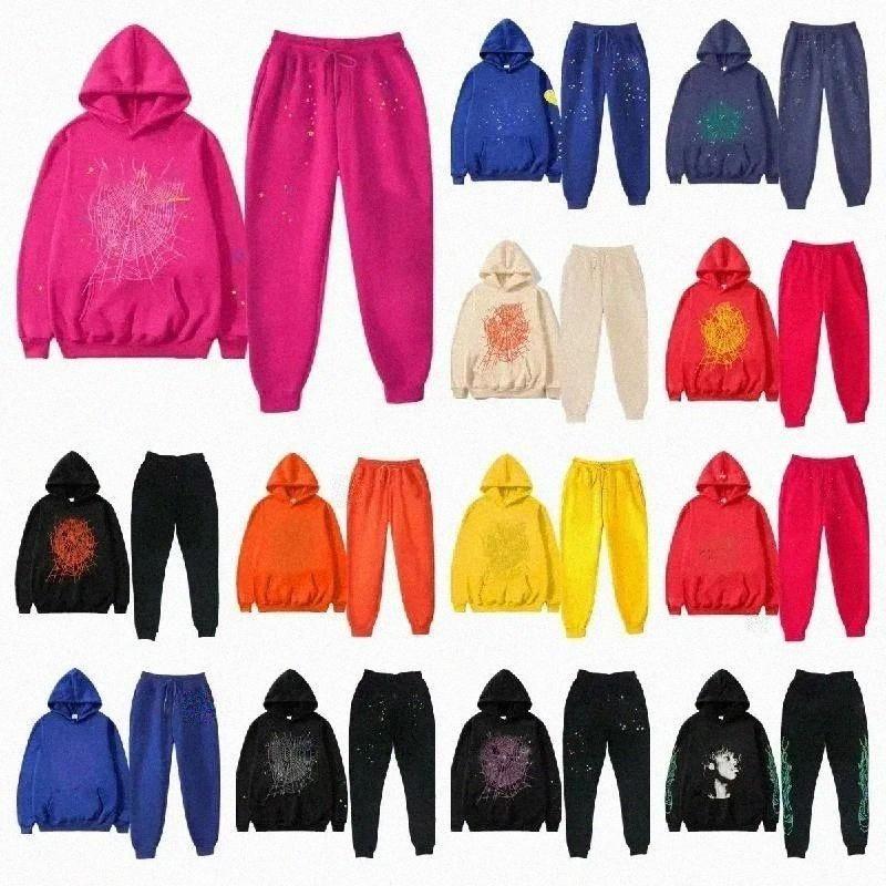 Designer pacsun hoodies Young Thug Men Women spider hoodie High Quality Foam Print Web Graphic Pink Sweatshirts y2k Pullovers US size S-XL Designer Hoody Tracksuit
