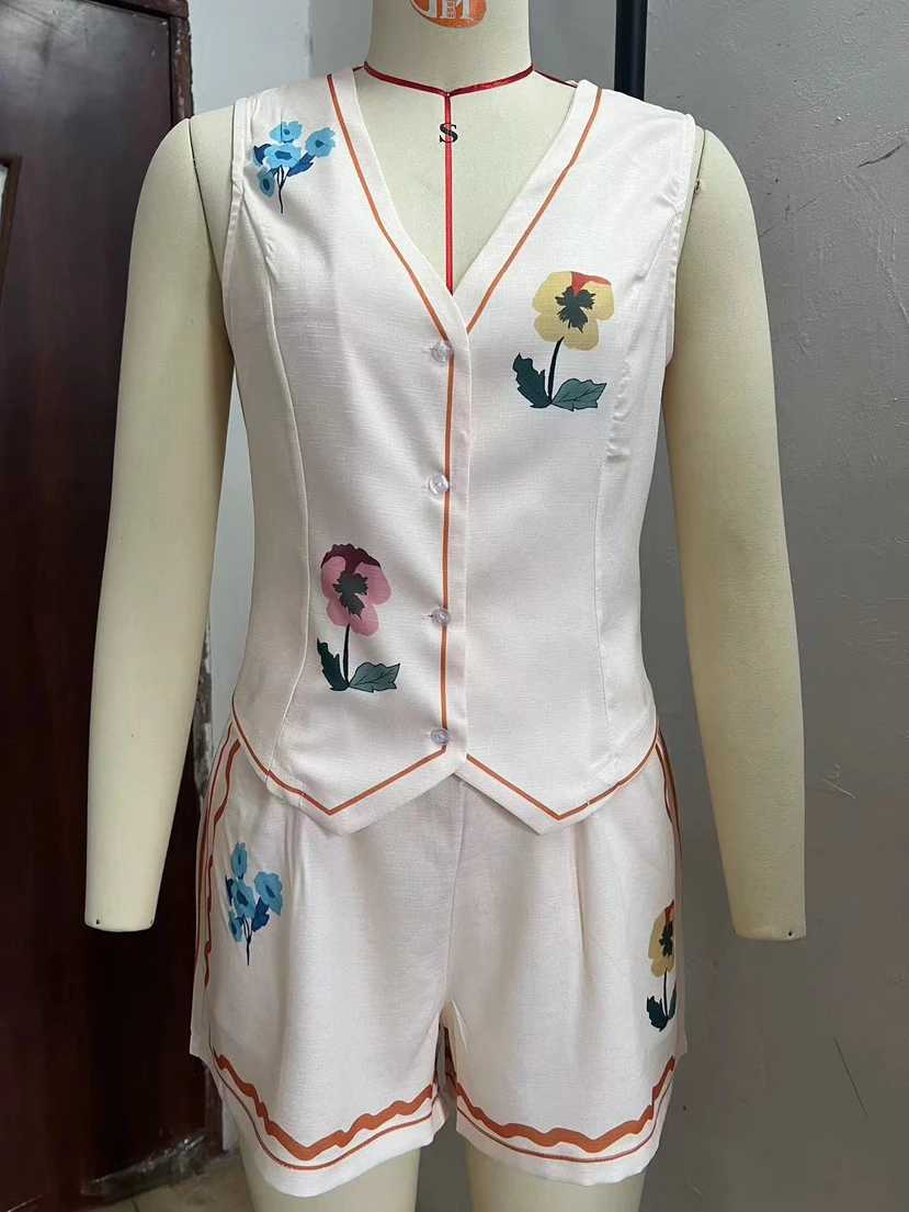 2 Pieces Ele Womens Sets for Women printing Short Outfits Summer Clothes Suit Two Modern Set Woman Casual OutfitXJ250106