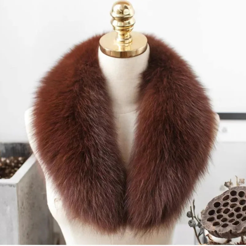 Fox Fur Collar Winter Coat Hood Decor Furry Fur Collar Natural Fur Scarf Warm Shawls Scarves Large Fur Shawl Red Fur Collar 250106
