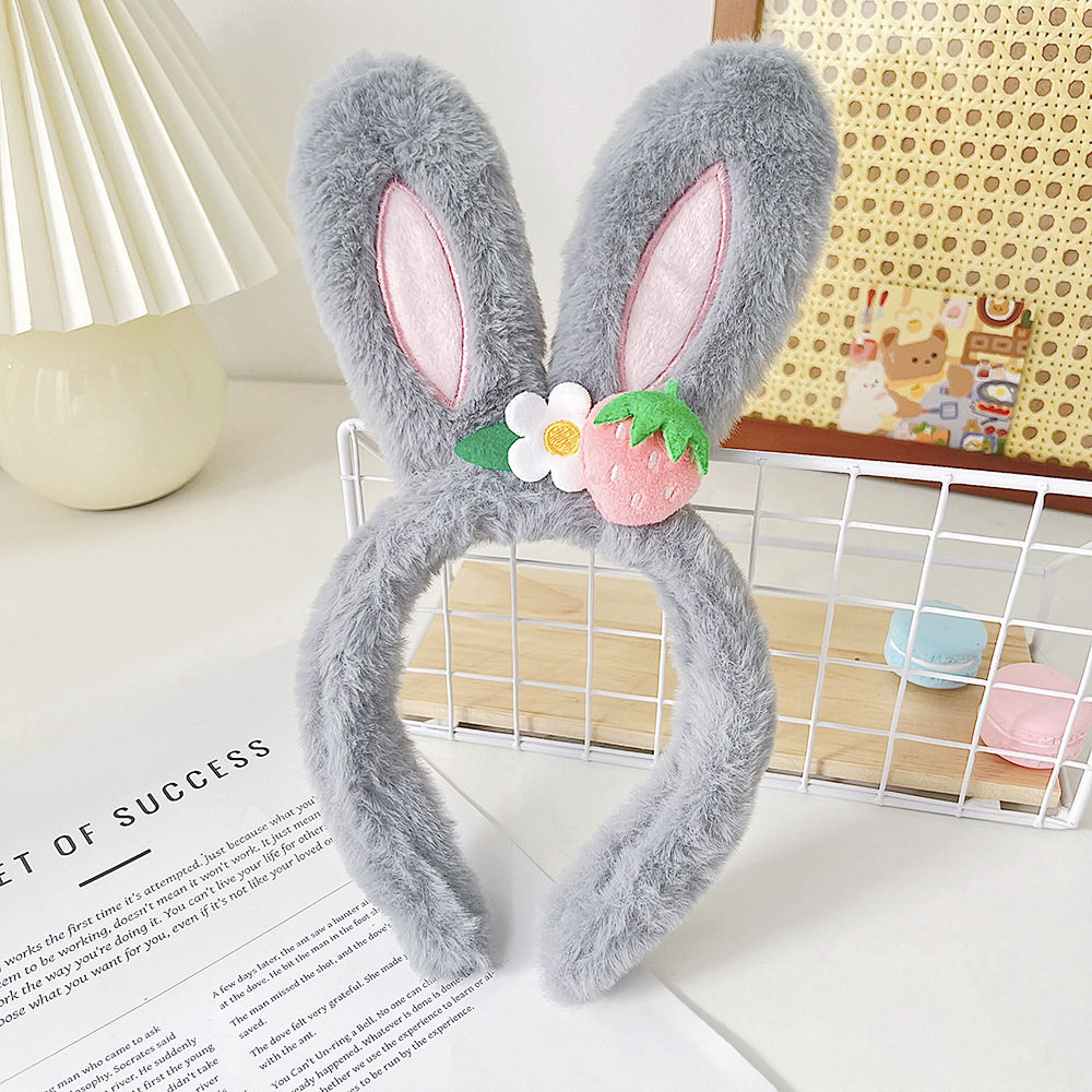 Wash face anti slip headband cute couple style compression headband cartoon teddy bear bunny plush headband hair tie hair clip