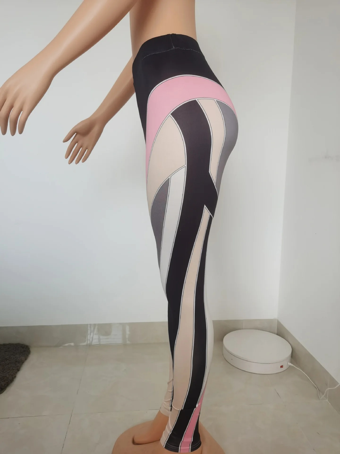Sexy Colorful Striped Stretch Leggings Summer Fash High Waist Body-Shaping Tracksuit Skinny Pants Trousers 250106