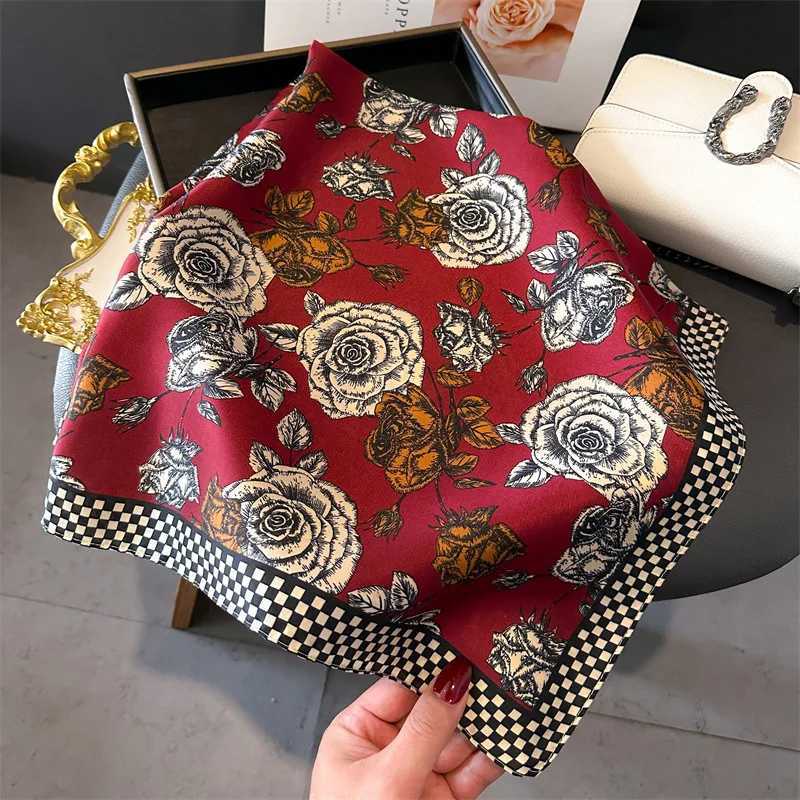 Fashion luxury brand silk shawl square scarf womens headscarf floral print scarf wrapped necklace headband W250107