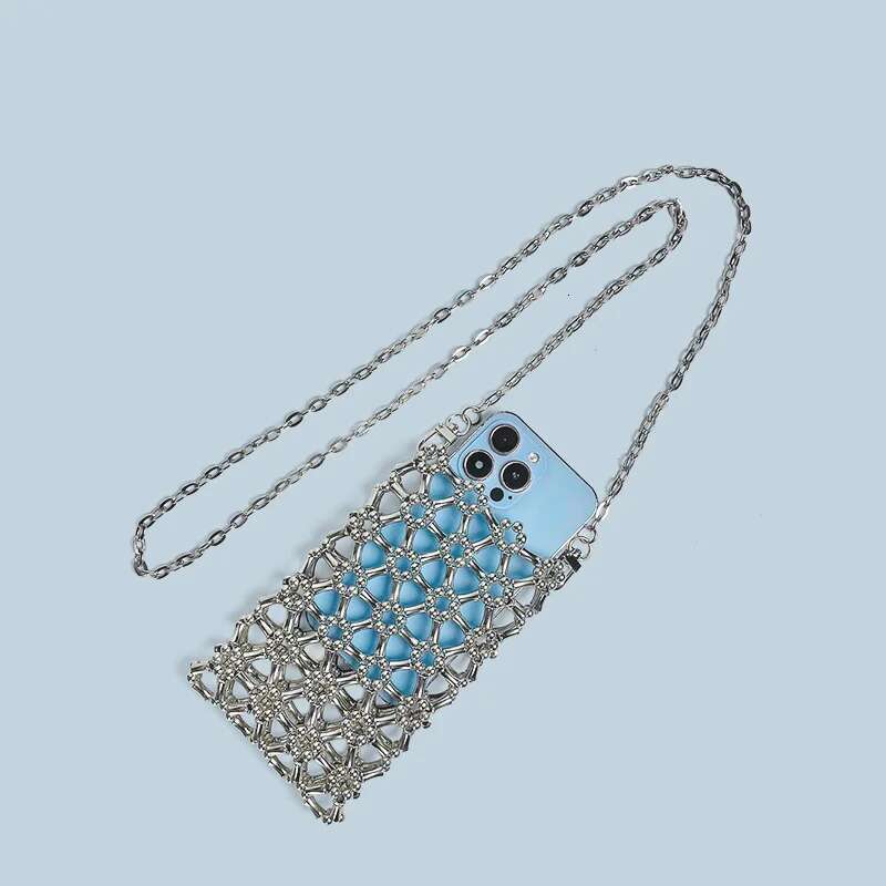 Bamboo Crossbody Small Capacity, Handmade Bead Hollow Weaving Finished Product, Vertical Phone Bag, New