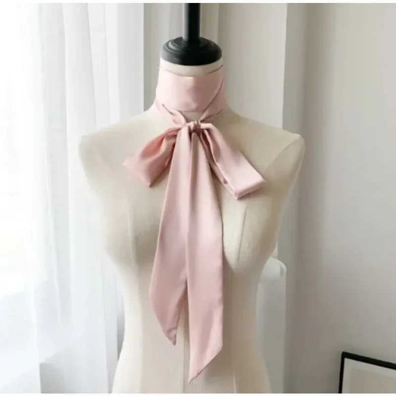Womens long and thin hair scarf satin headband cute collar solid color fashion bag womens scarf 2024 W250107