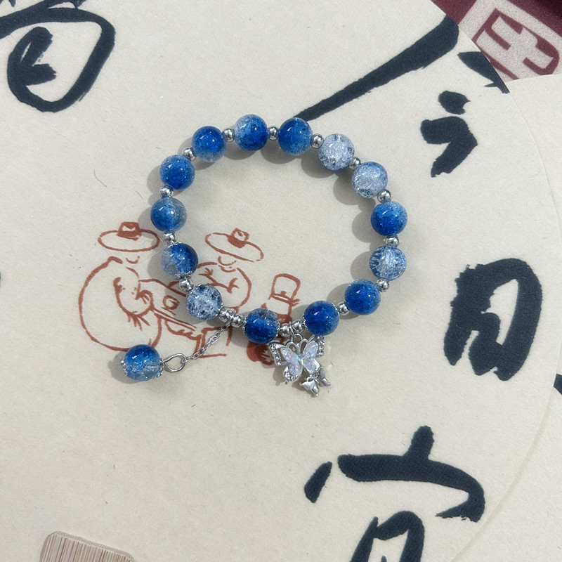 Handstring New Chinese antique beaded elastic rope bracelets sweet girl glass beads bracelets stall wholesale jewelry in the night market