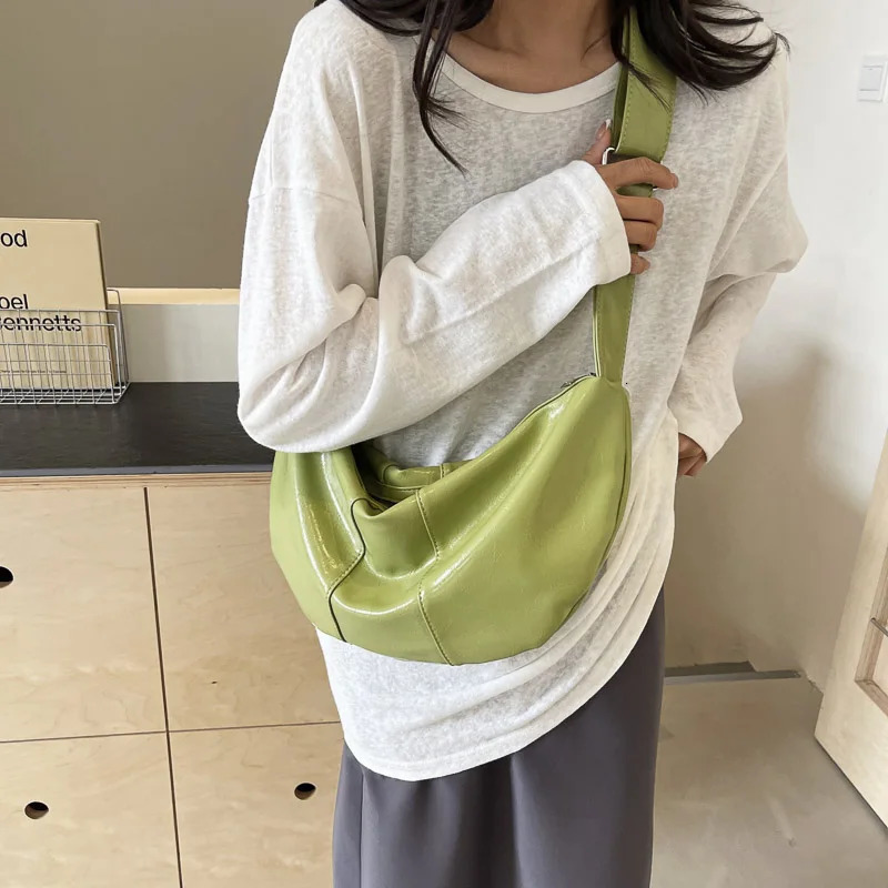 Soft PU Leather Shoulder Bag for Women Casual Vintage Red Crossbody Bag Large Capacity Handbag Y2k Girls Satchel Hobo Bag 241231