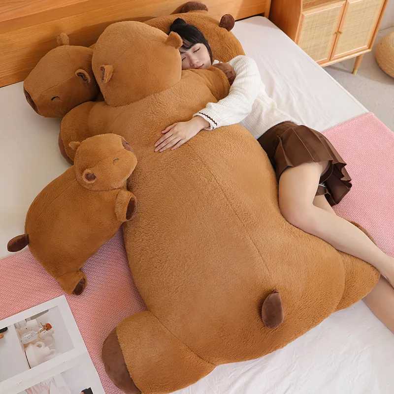 Giant Kaii Capybara plush doll floor mat Qu animal brown Capybara plush carpet home decoration gifts for boys and girls W250107